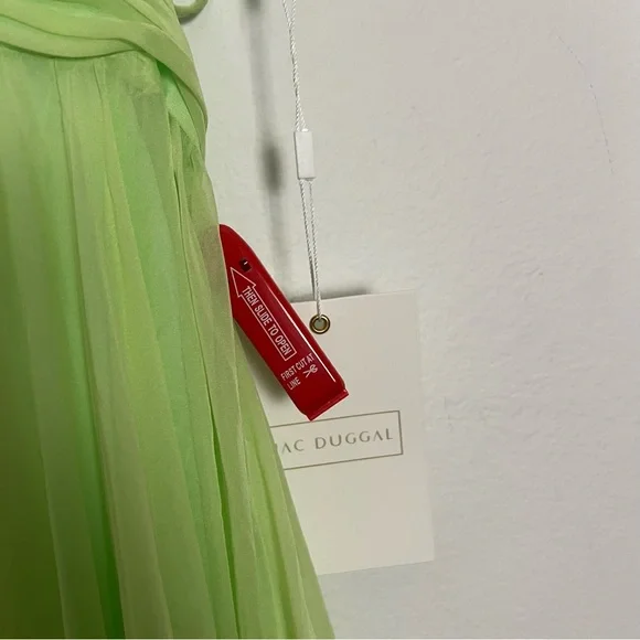NEW Mac Duggal Indy Ruffle Tiered Cutout Chiffon Gown Mint Green Maxi Dress 4 - Picture 9 of 15